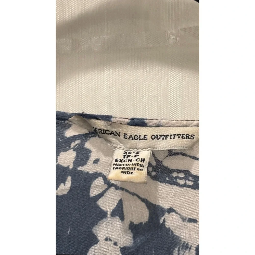 American Eagle Blue Tie Dye Kimono Cardigan‎ Wrap XS S Boho Shibori Open Front